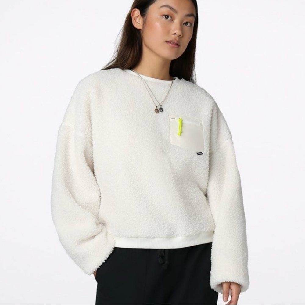 Converse Sherpa Crewneck Cozy White Fleece Pullover